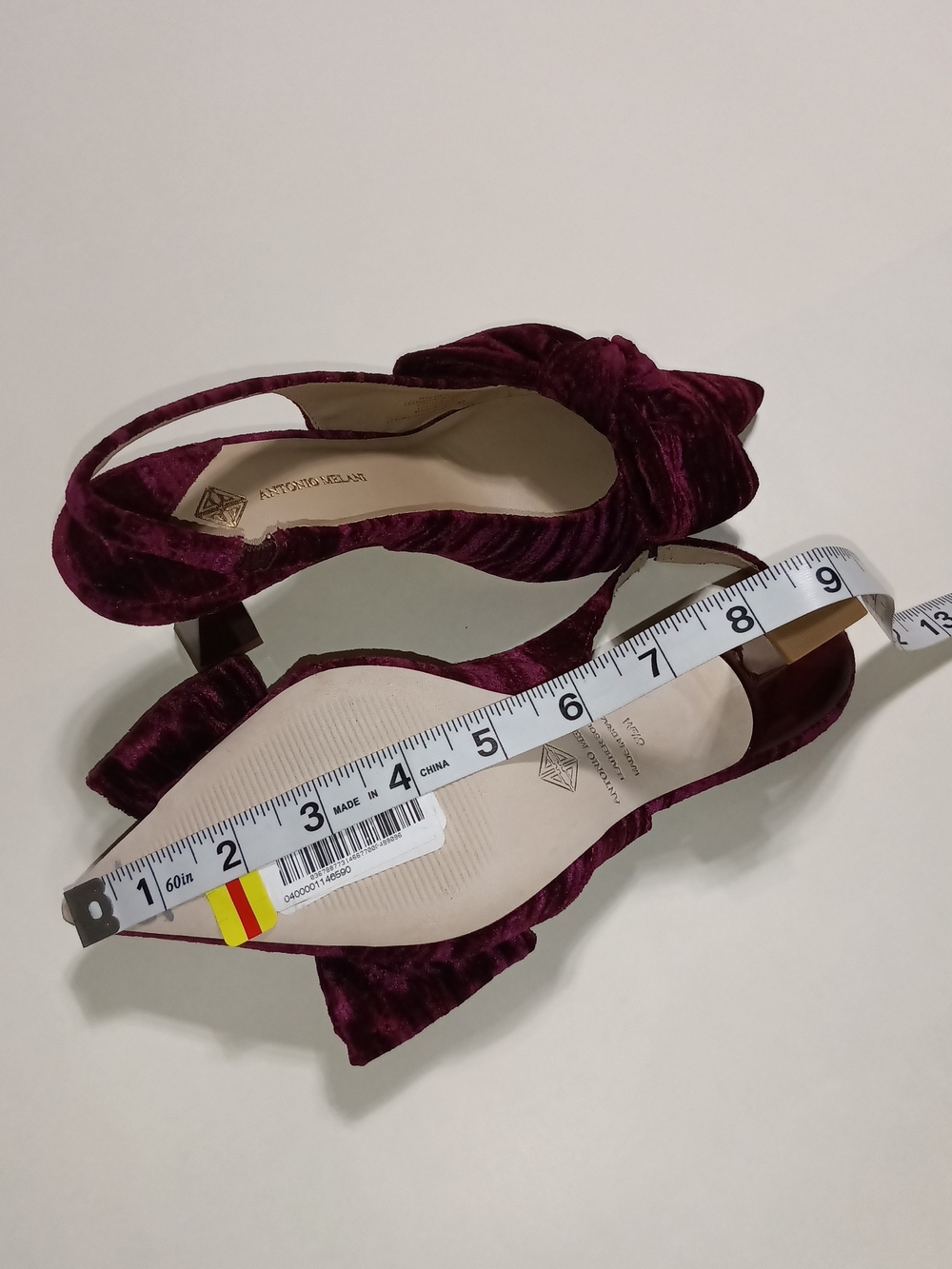 ANTONIO MELANI Lenore Velvet Bow Detail Slingback Pumps Size 6.5 - Picture 10 of 10